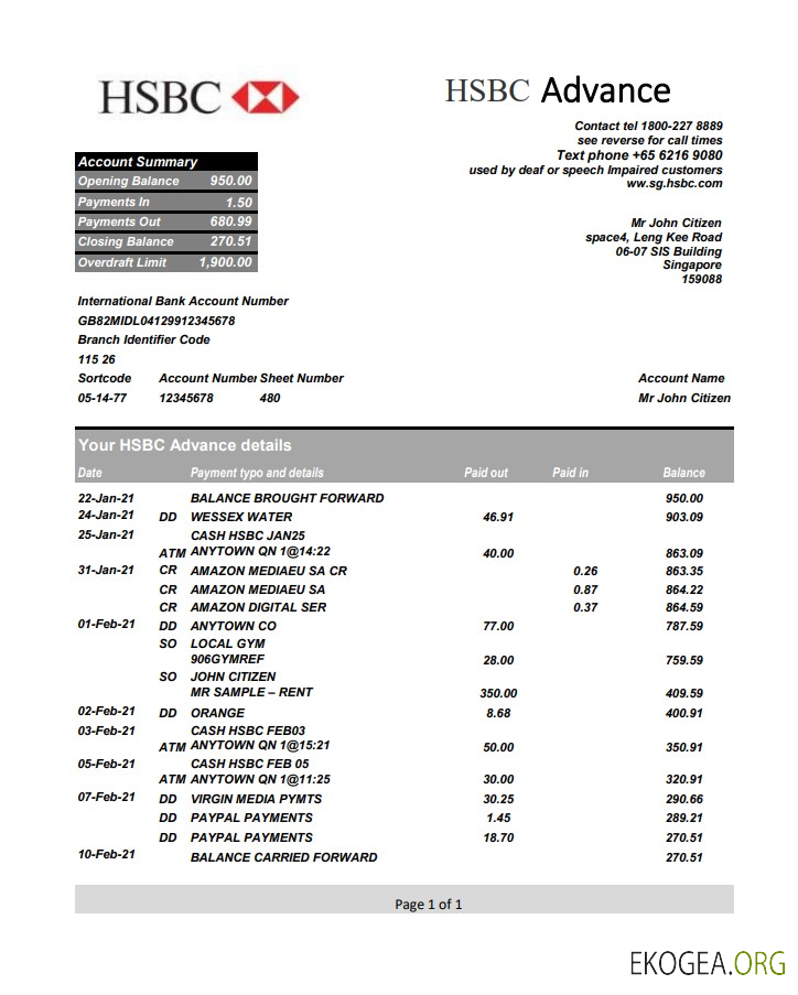 Singapour HSBC excel pdf